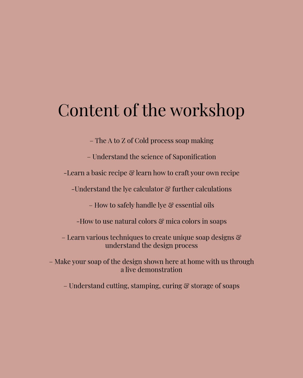 Online cold process soap masterclass